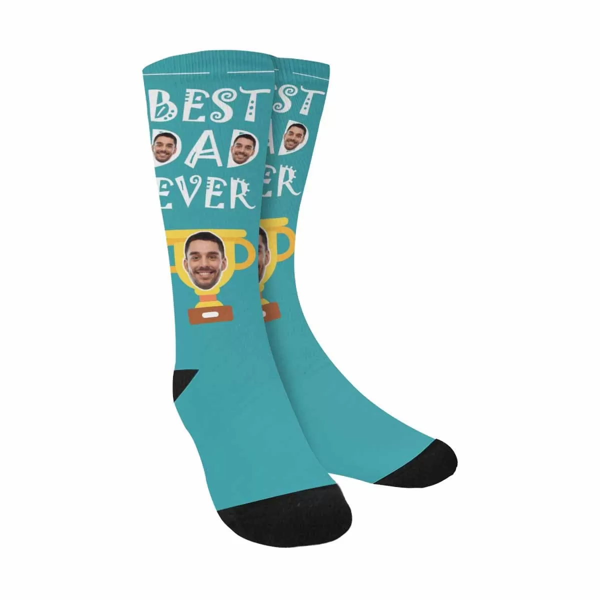 Custom Face Socks Best Dad Ever Sublimated Crew Socks Fathers Day Gift from Son, Gifts Ideas for Men, Fathers, Teens, Husband