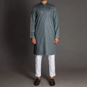 Dark Charcoal Grey Embroidered Kurta