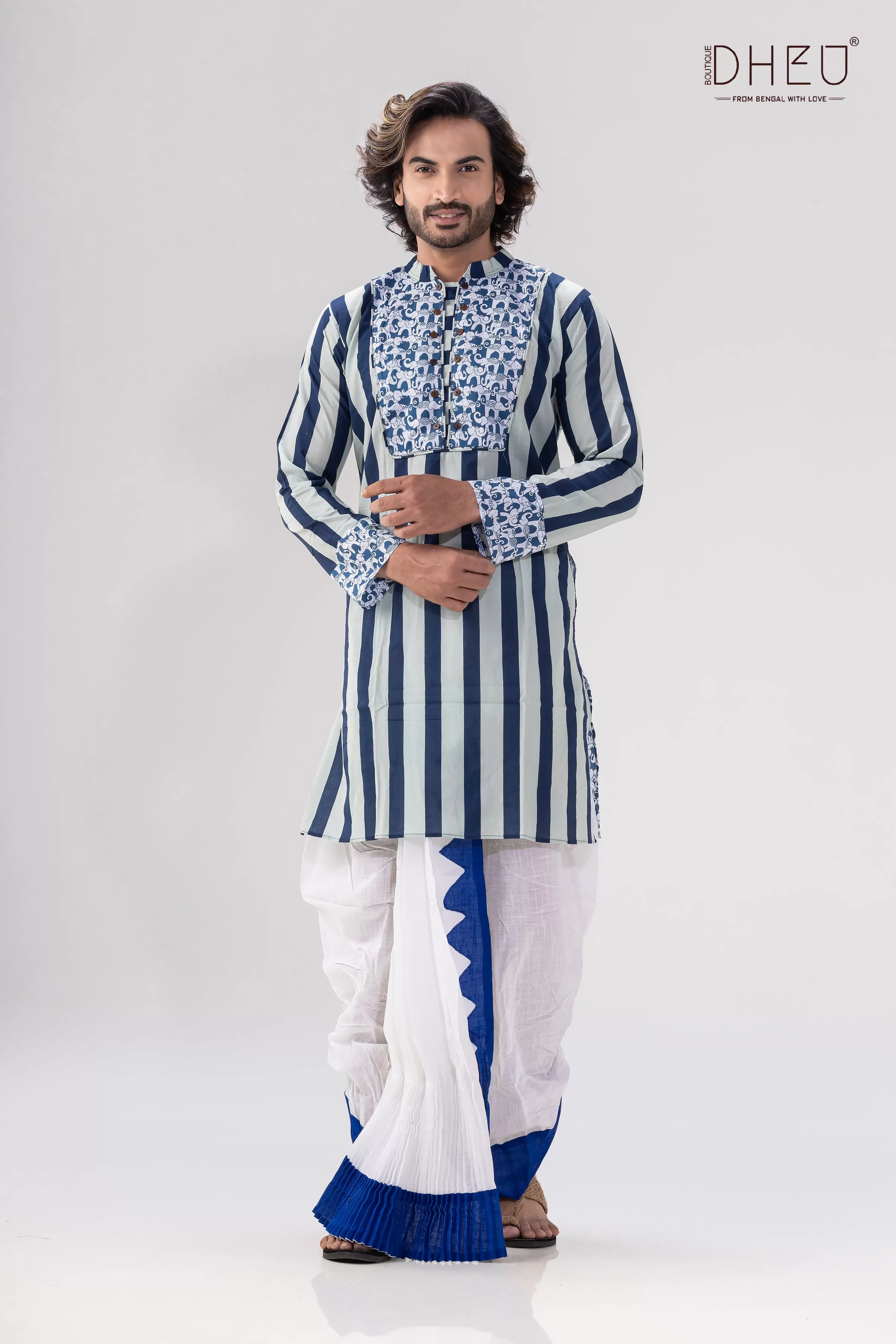 Dheu Exclusive Designer Kurta Dhoti(Optional) Set