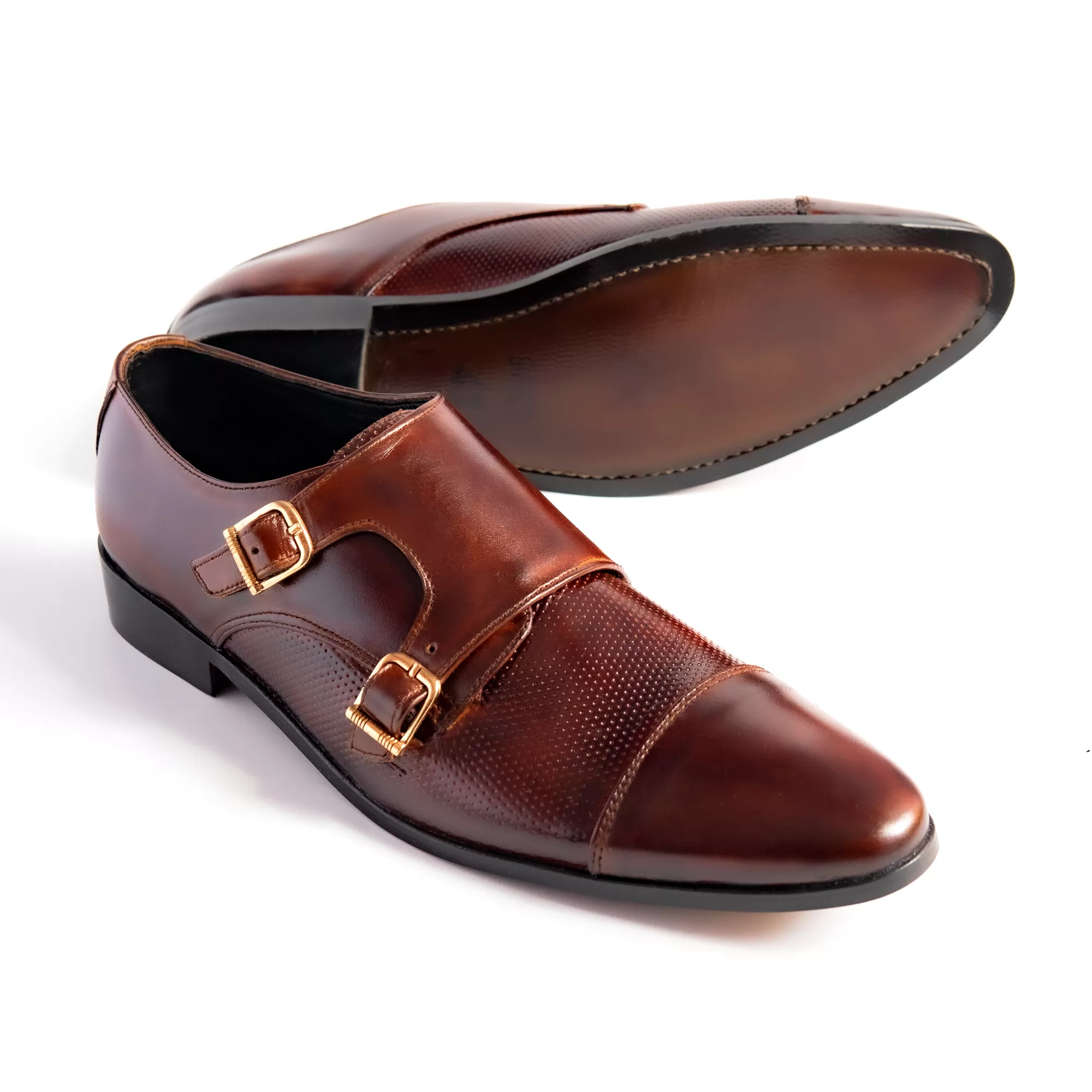 Double Monk Strap leather Executive Men Shoes