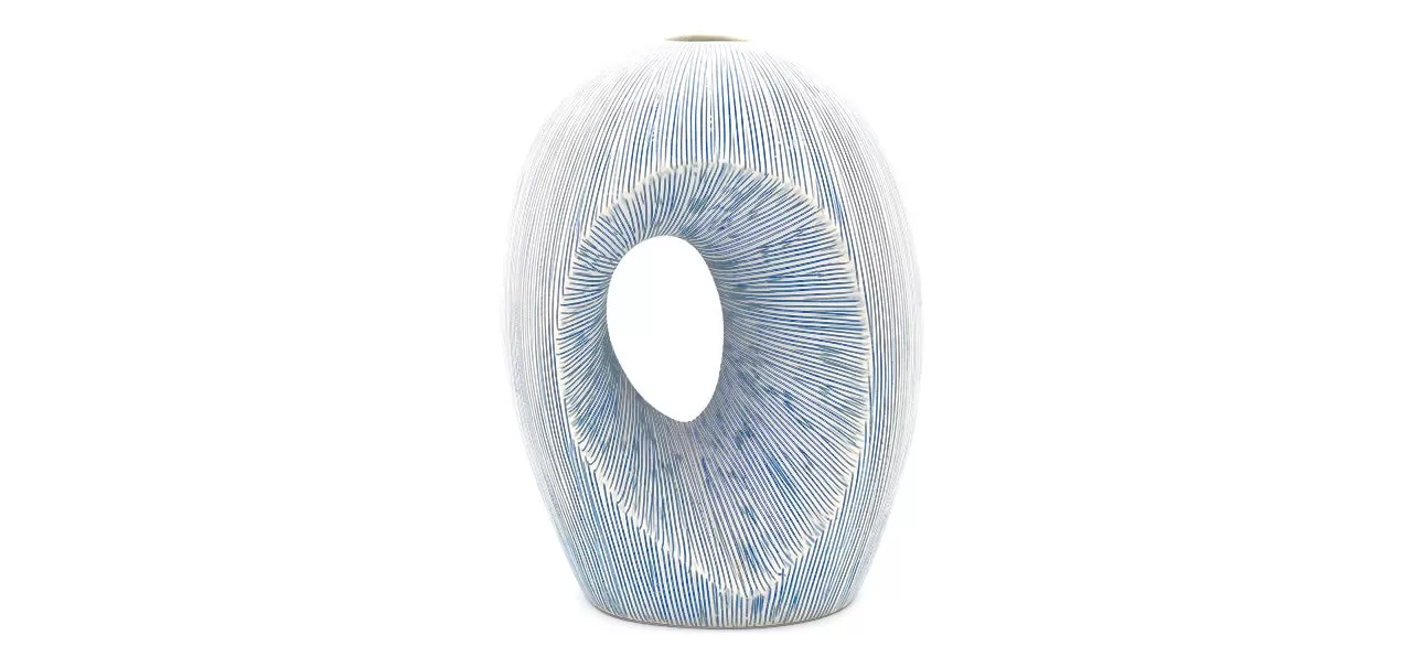 Elongated Toroid Porcelain Vase, 8