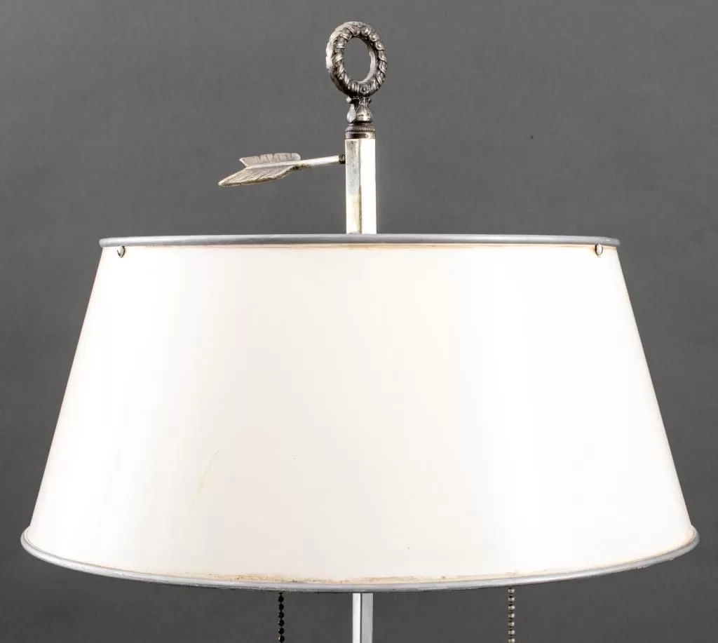 Empire Style Silvered Brass Bouillotte Lamp