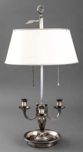 Empire Style Silvered Brass Bouillotte Lamp