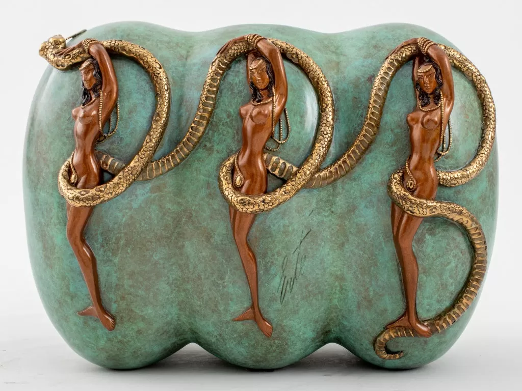 Erte "Eve" Patinated Bronze Bowl, 1989