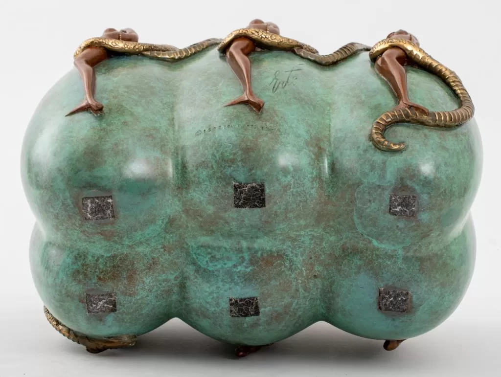 Erte "Eve" Patinated Bronze Bowl, 1989