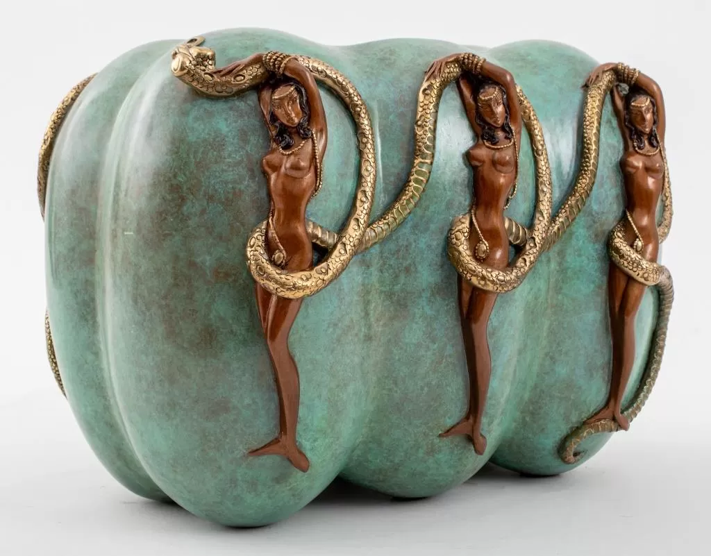 Erte "Eve" Patinated Bronze Bowl, 1989