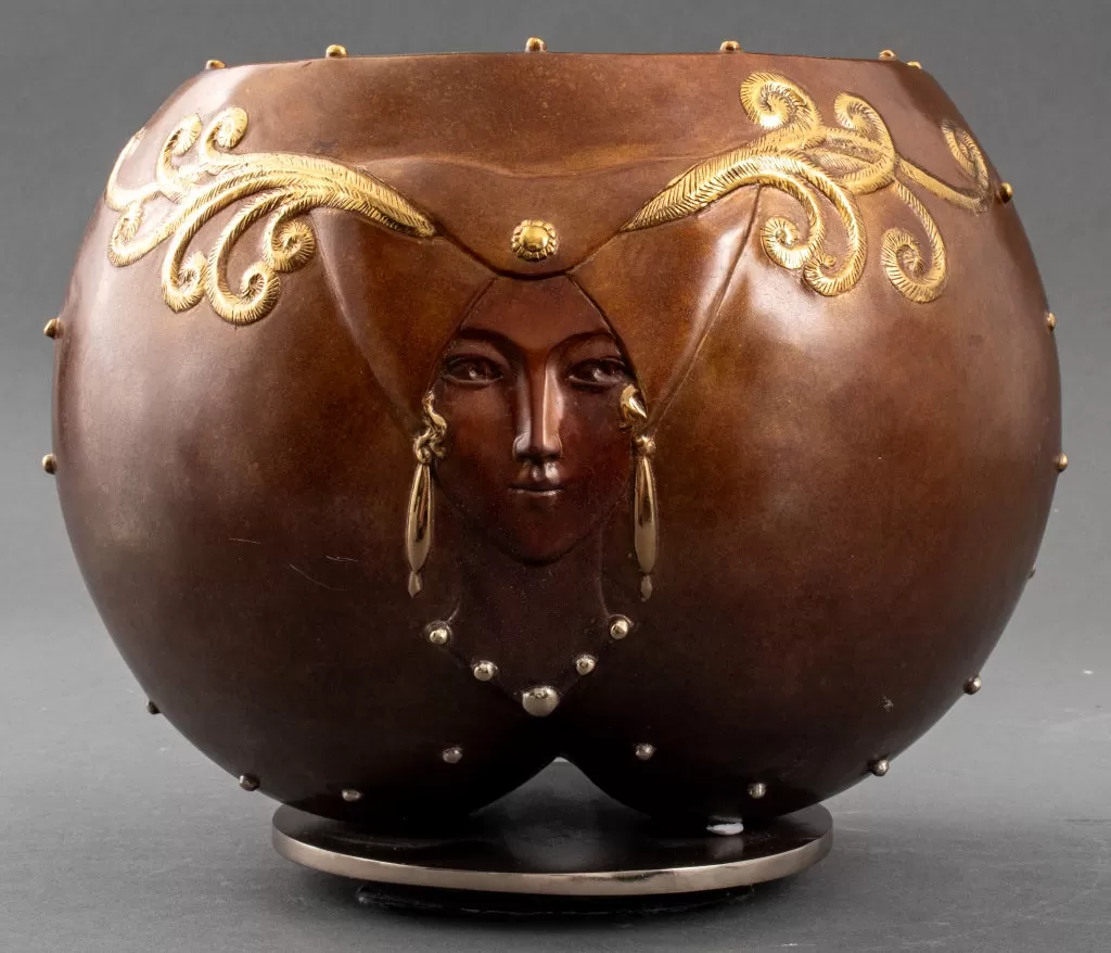 Erte "Fruit of Life" Patinated Bronze Bowl, 1989