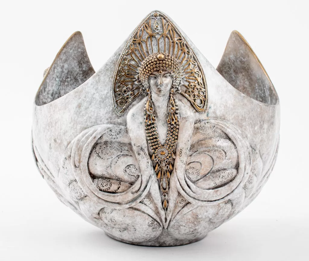 Erte "Trois Femmes" Bronze Bowl, 1990