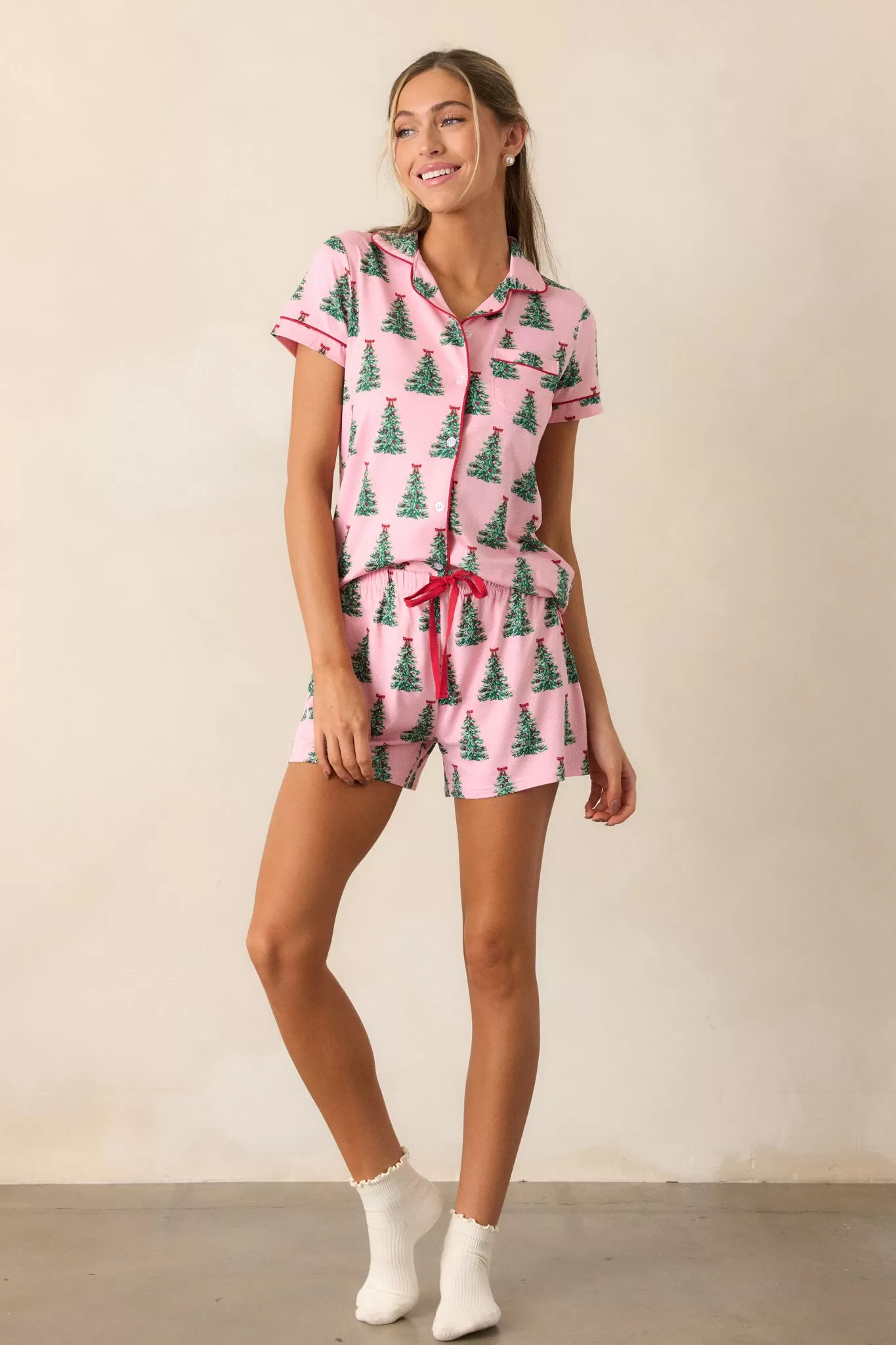 Evergreen Memories Pink Pajama Top