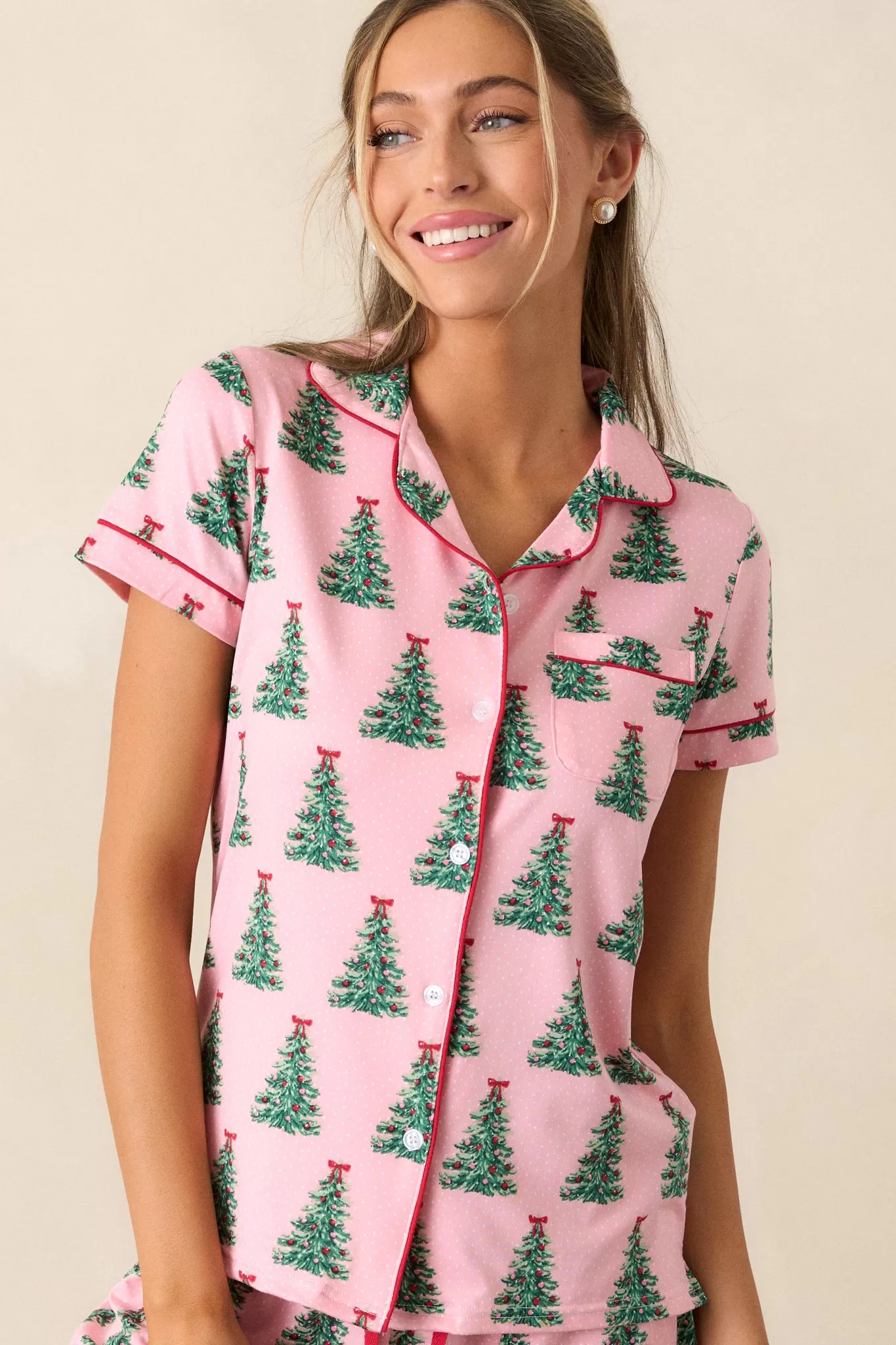 Evergreen Memories Pink Pajama Top