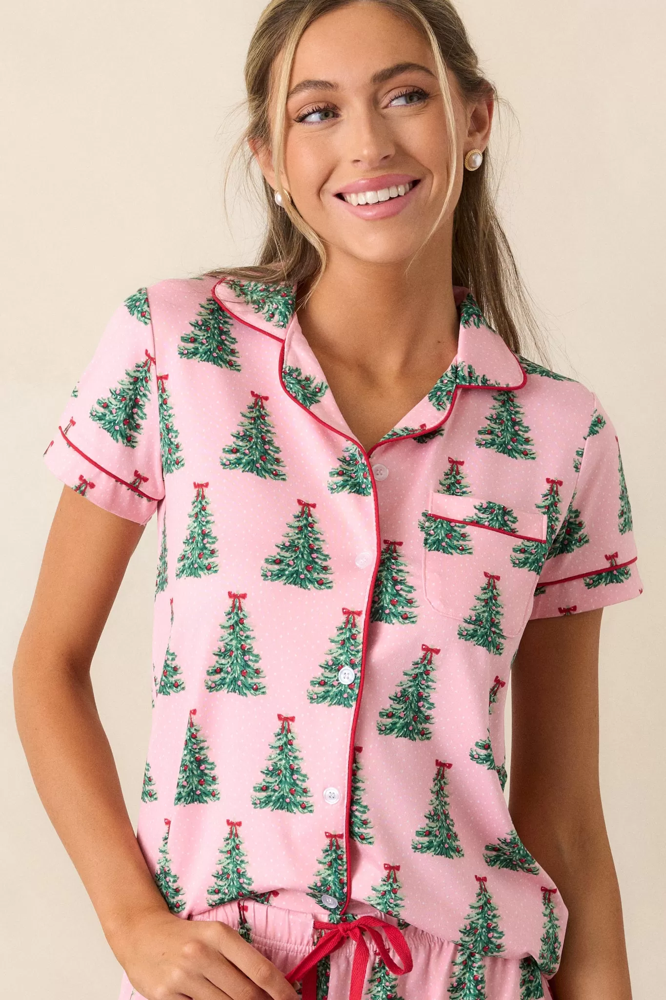 Evergreen Memories Pink Pajama Top