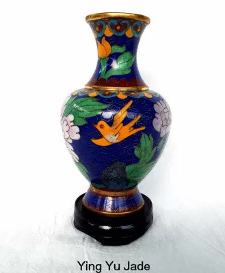 Exquisite  Vintage Chinese Cloisonne and Brass Vase