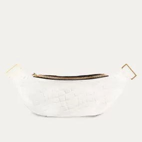 Fanny Pack   Crossbody Bag | White Croc Patent Leather   Gold Hardware