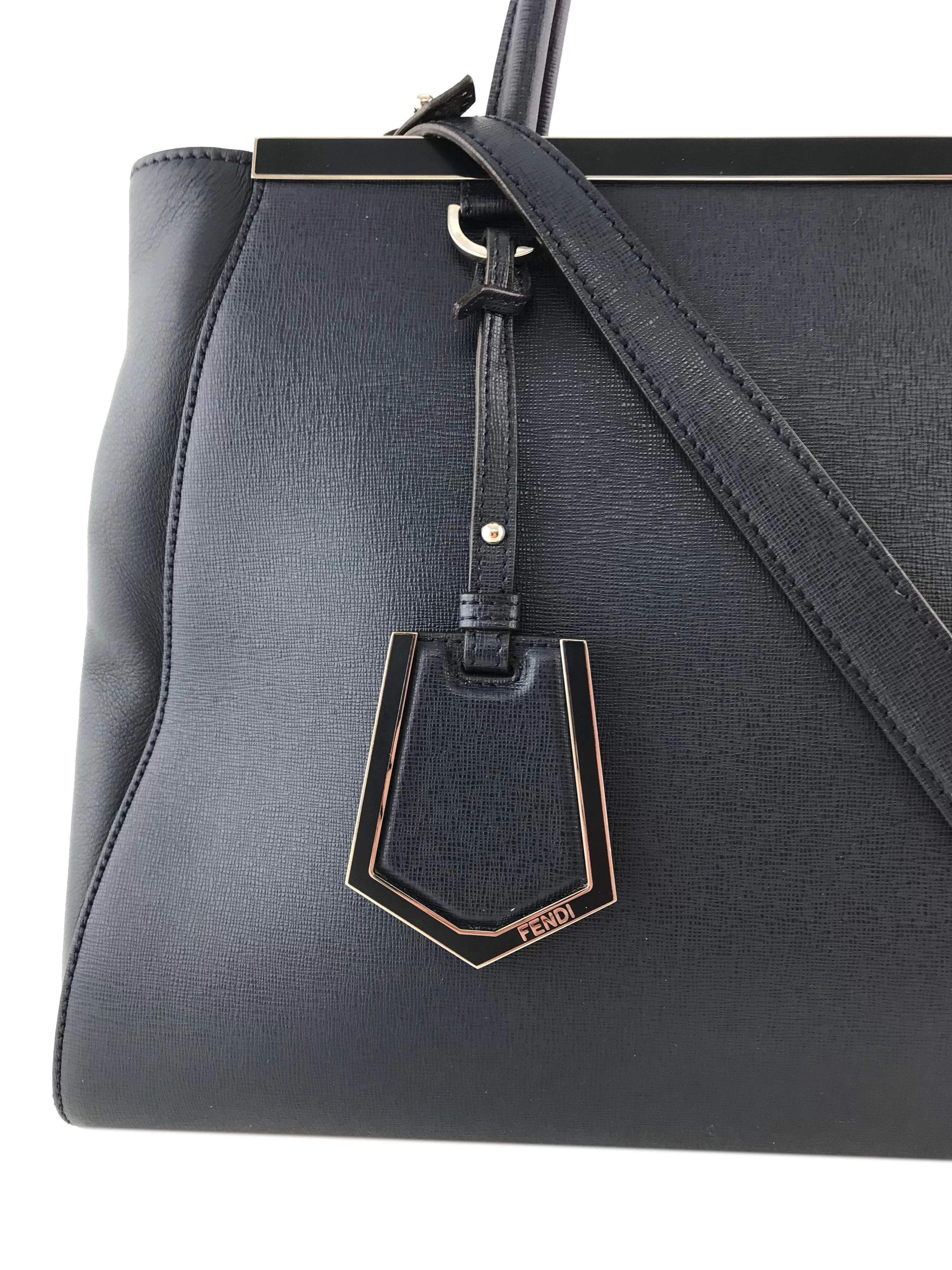 Fendi 2Jours Medium Textured Leather Tote Bag