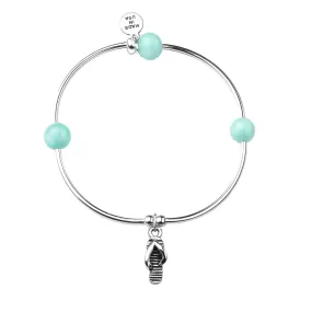 Flip Flop | Soft Bangle Charm Bracelet | Tiffany Blue Agate