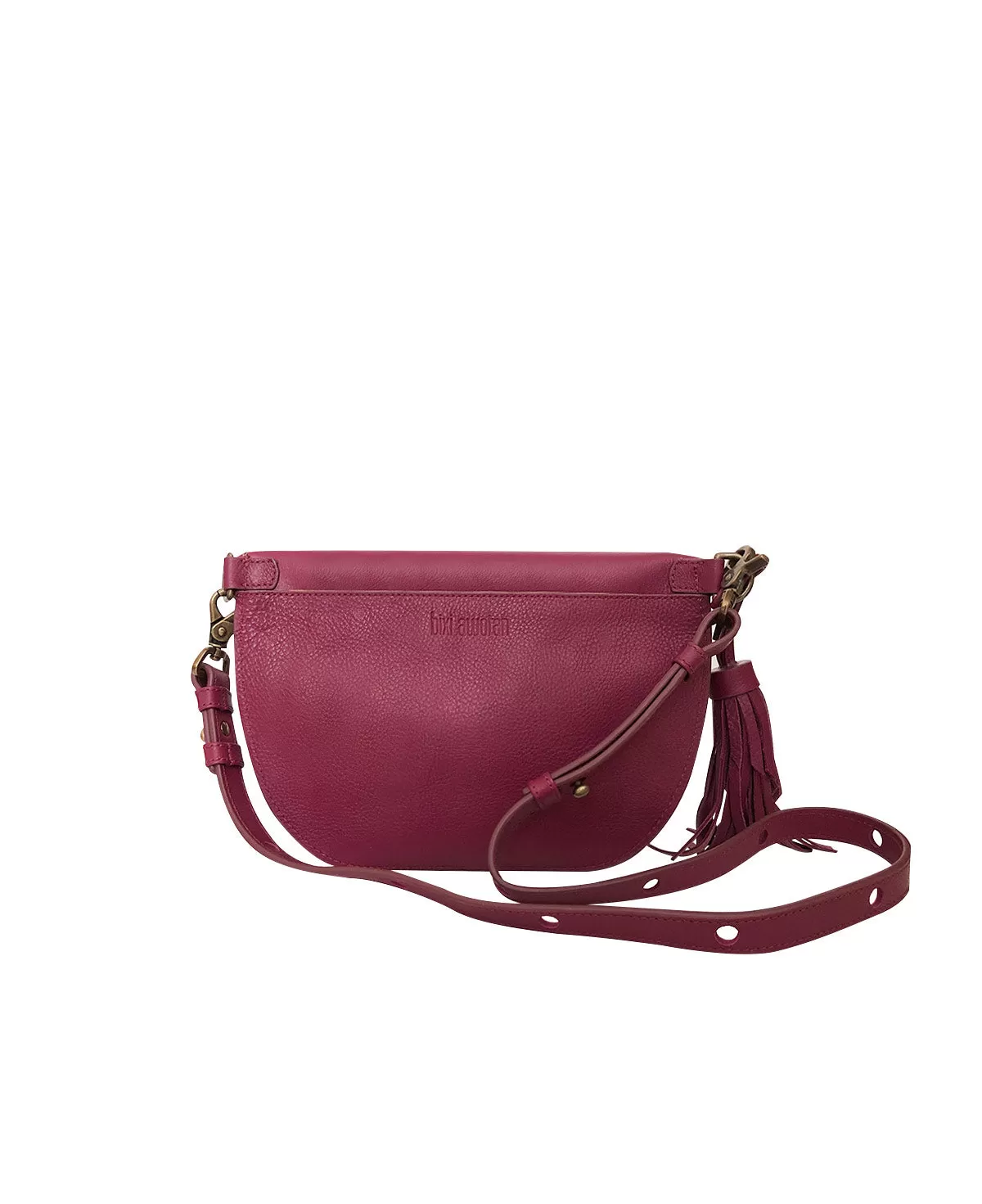 Fuchsia Magenta Leather Sling Bag Crossbody