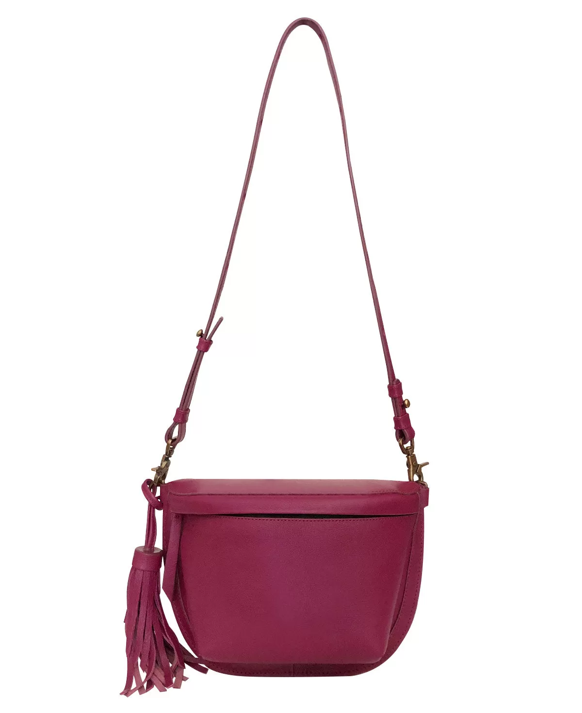 Fuchsia Magenta Leather Sling Bag Crossbody