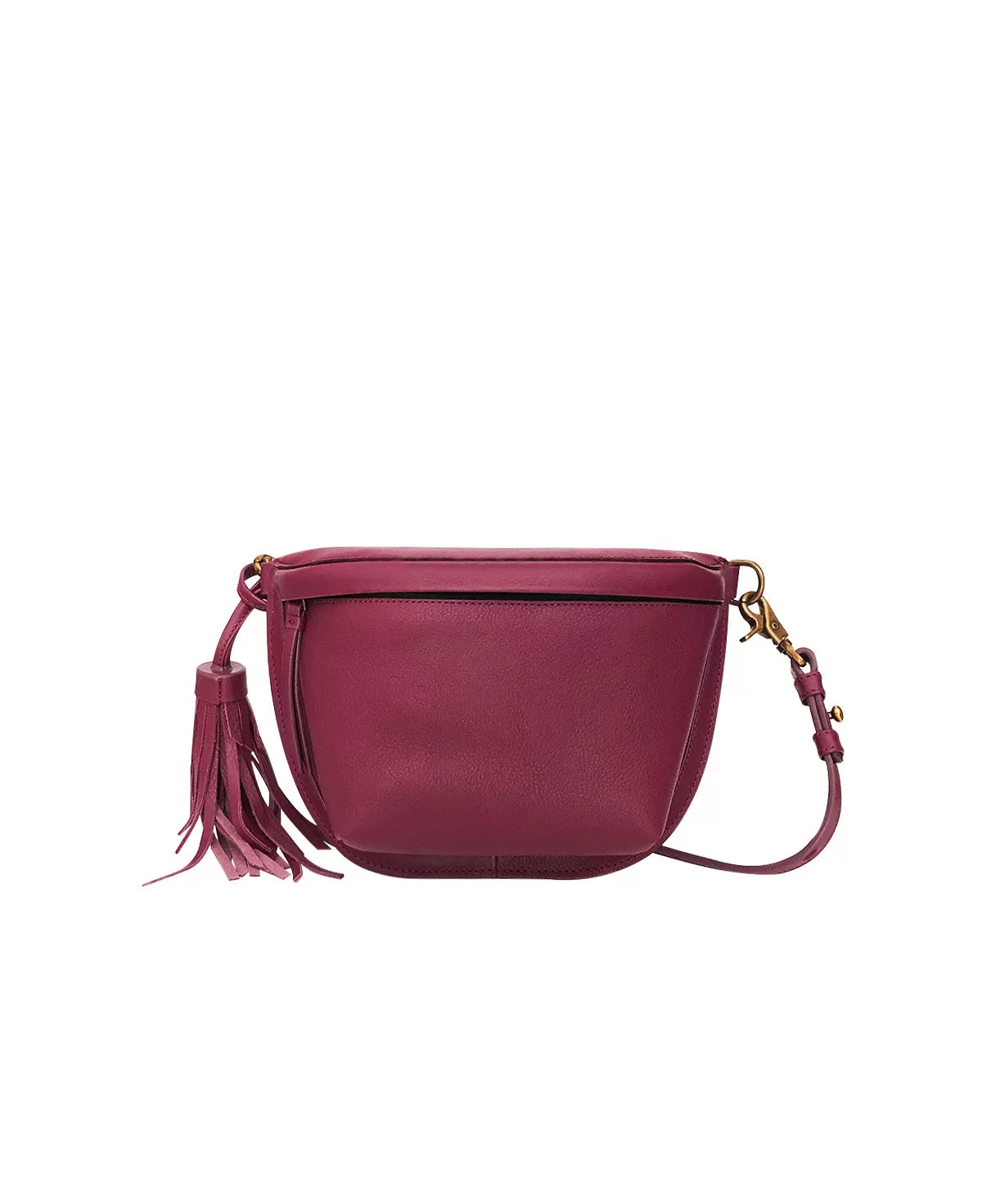 Fuchsia Magenta Leather Sling Bag Crossbody