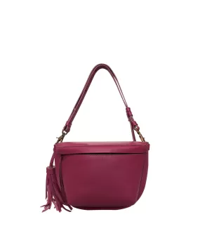 Fuchsia Magenta Leather Sling Bag Crossbody