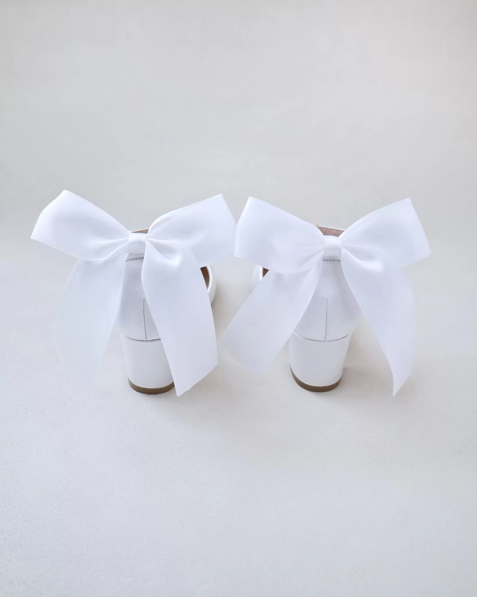 Girls Satin Block Heel with Back Satin Bow