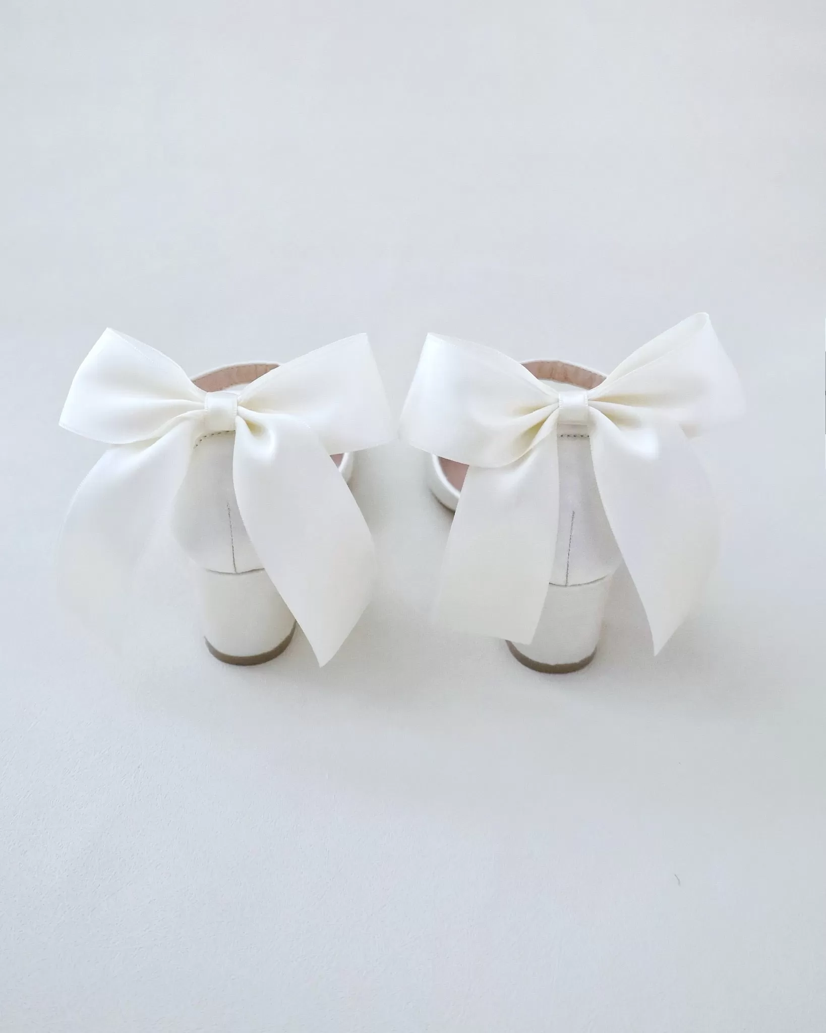 Girls Satin Block Heel with Back Satin Bow