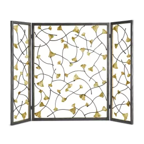 Golden Ginkgo Decorative Fireplace Screen