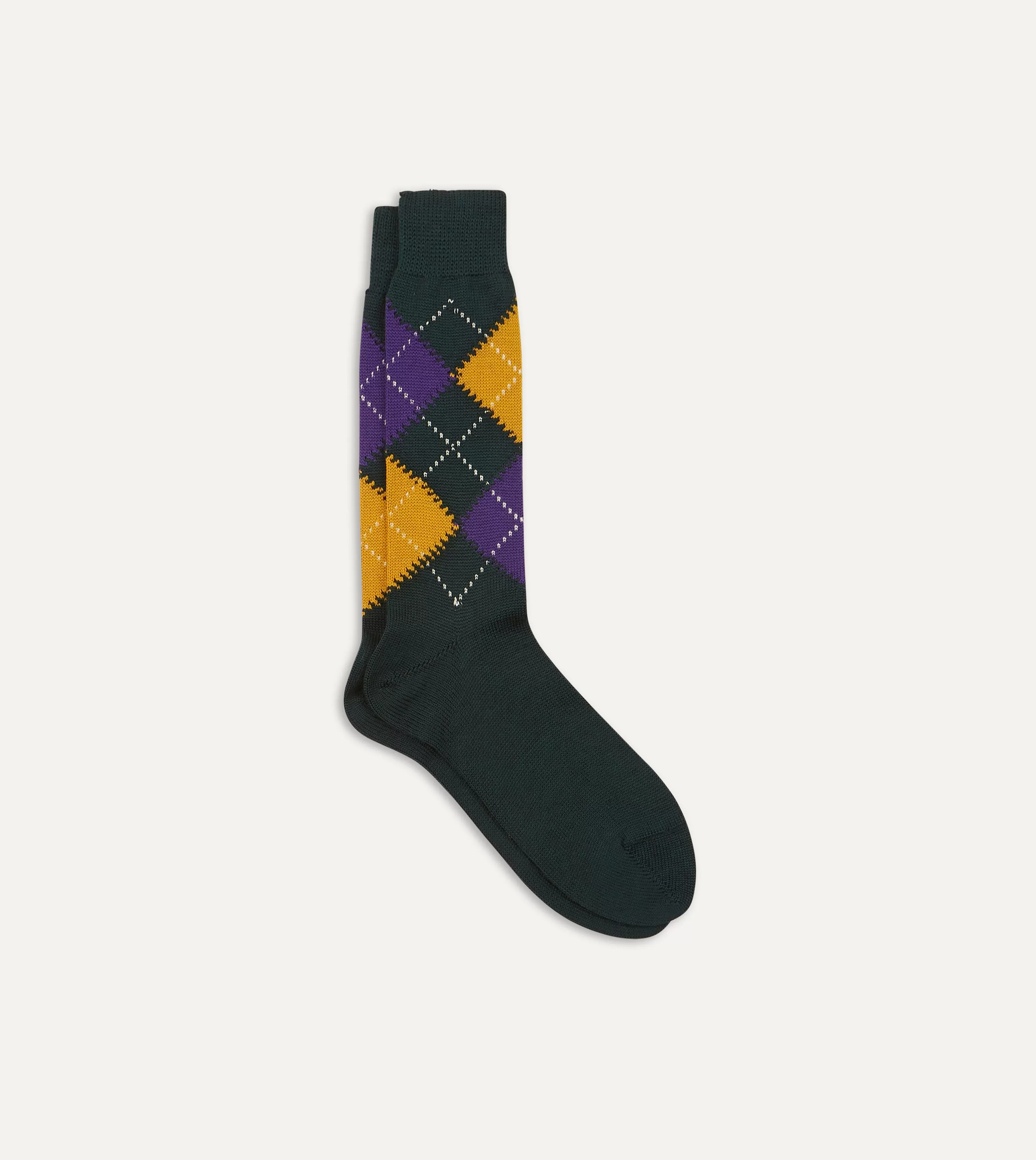 Green Argyle Wool Cotton Socks