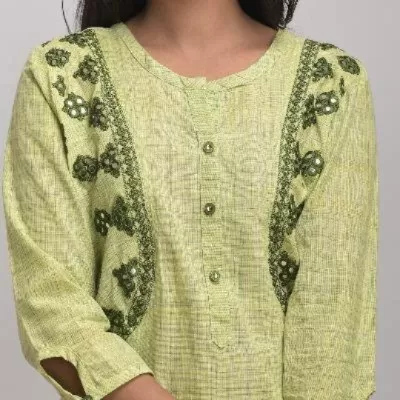 Green Embroidery Cotton Kurti UK Next Day