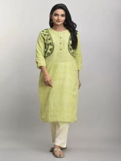 Green Embroidery Cotton Kurti UK Next Day