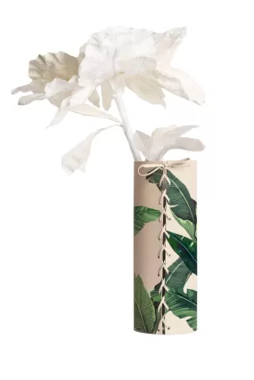 Green Leaves Beige Vase