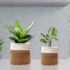 Handmade Jute Planter Cum Basket - Set of 2