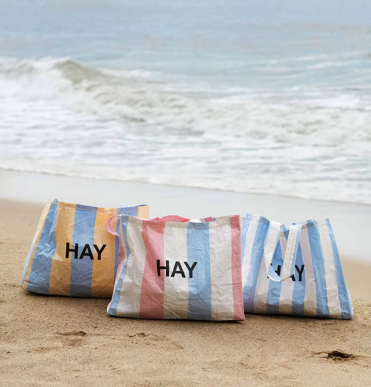 HAY Candy Stripe Shopper in Yellow and Blue