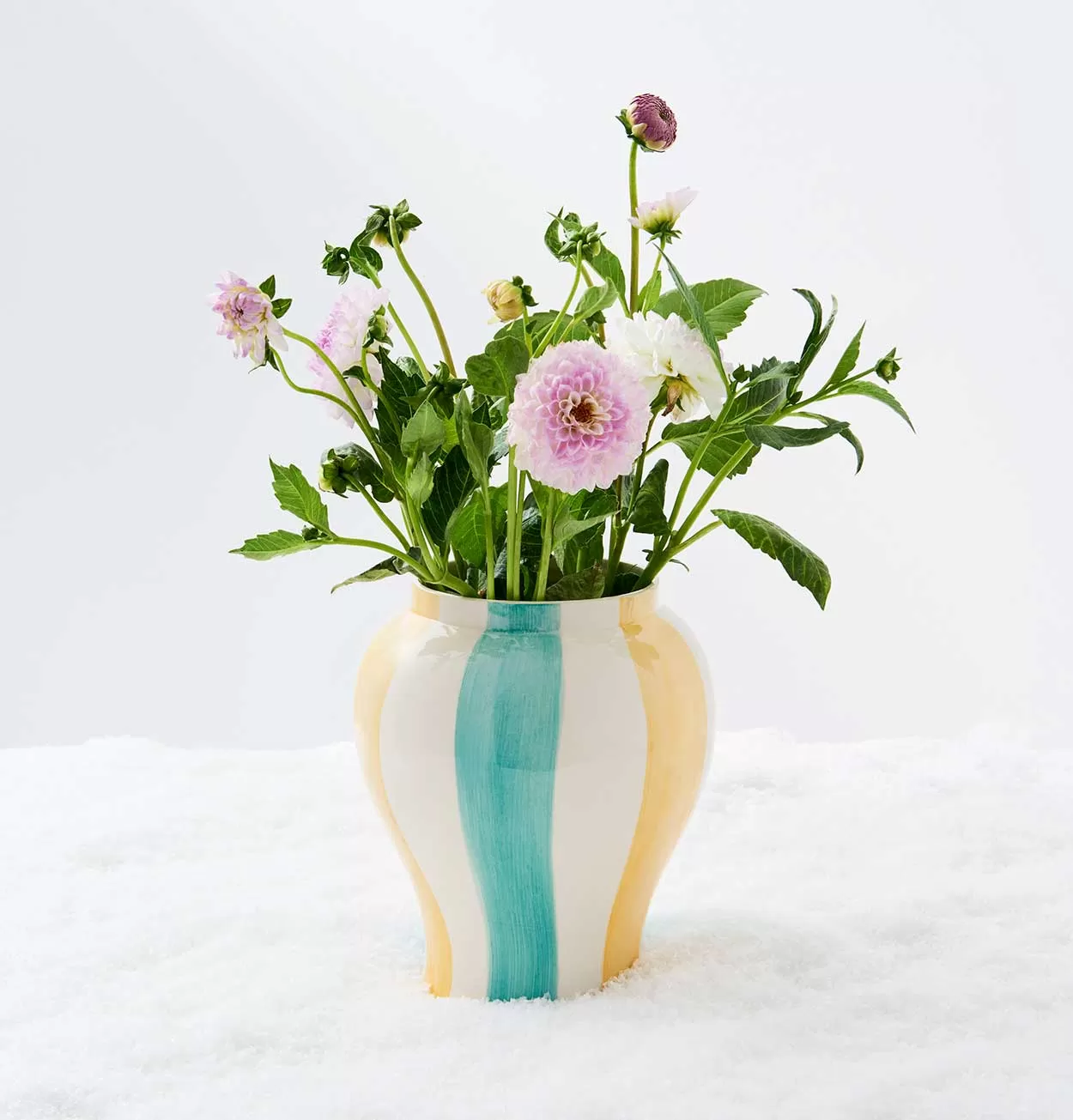 HAY Sobremesa Stripe Vase – Large – Green and Yellow