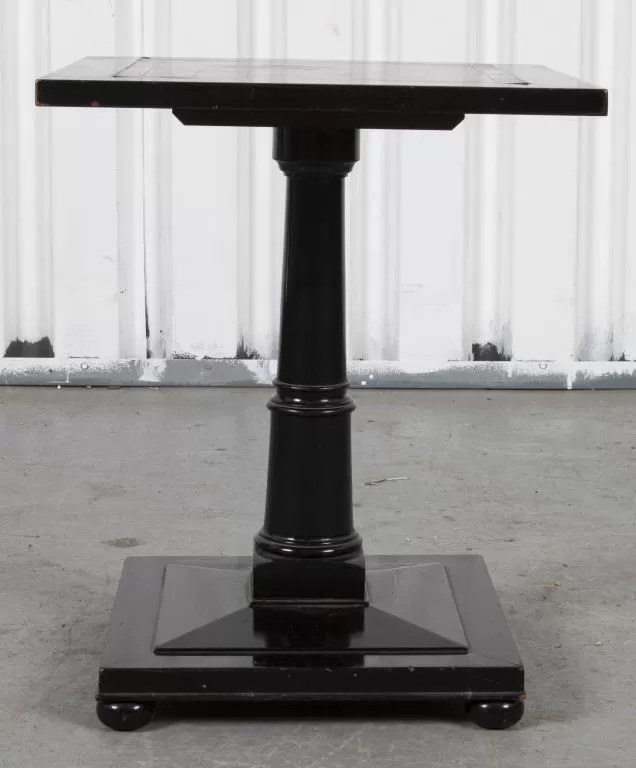 Hekman Ebonized Wood Leather Top Pedestal Table