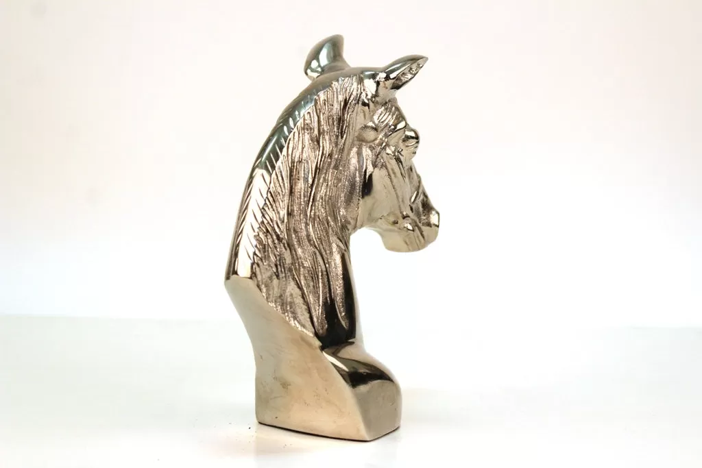 Horse Head Sculpture in Polished Cast Metal