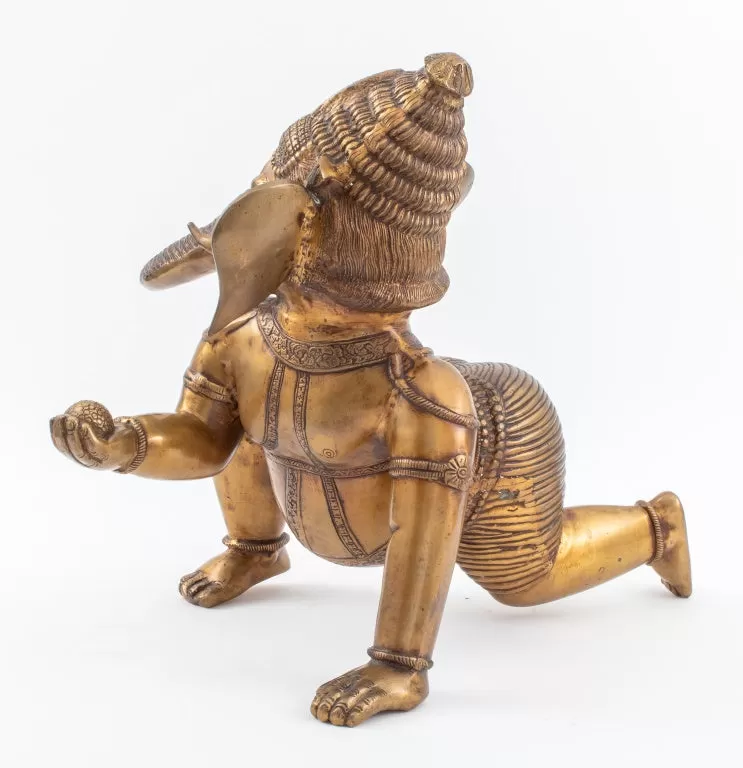 Indian Gilt Bronze Baby Ganesha Sculpture