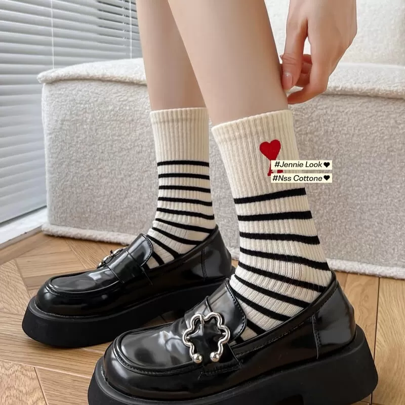 Ins heart stripe socks BY11162