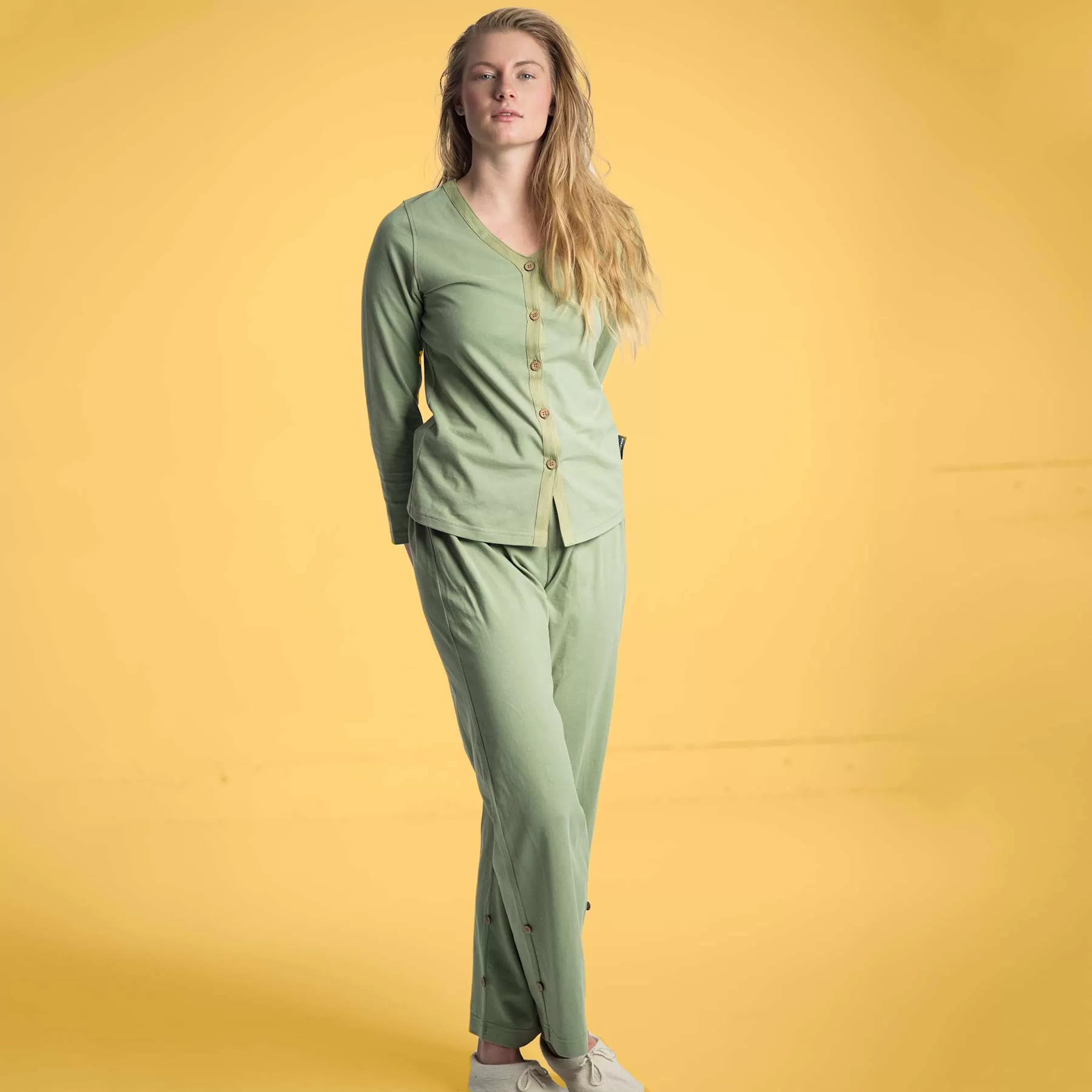 INTERLAKEN Elastic-free 100% Organic Prima Cotton Jammy Lounge Pants (Unisex) (Plastic-Free Coconut Buttons) (100% Biodegradable OC Thread Option)