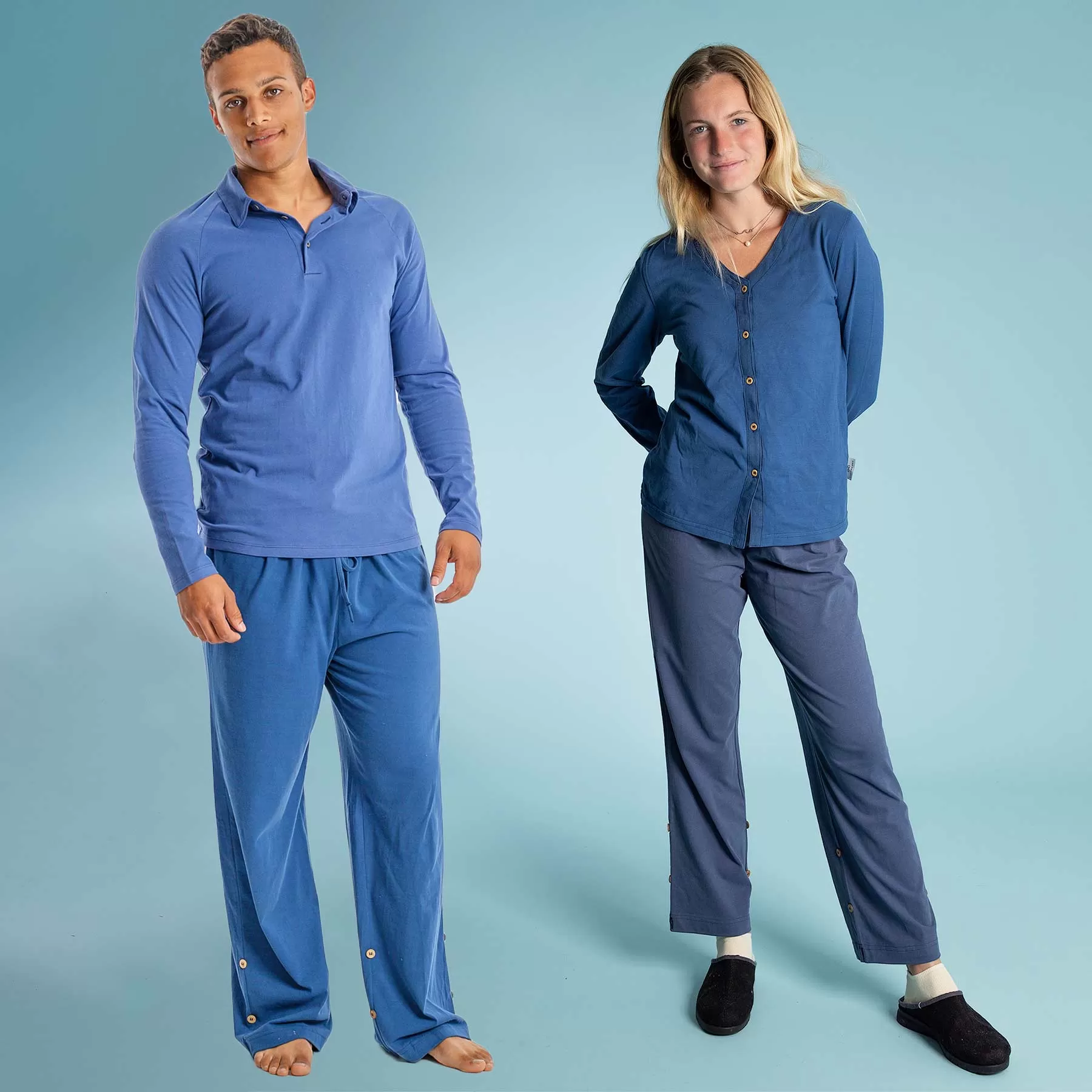 INTERLAKEN Elastic-free 100% Organic Prima Cotton Jammy Lounge Pants (Unisex) (Plastic-Free Coconut Buttons) (100% Biodegradable OC Thread Option)