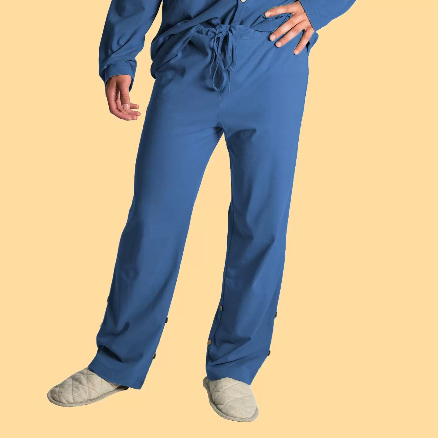 INTERLAKEN Elastic-free 100% Organic Prima Cotton Jammy Lounge Pants (Unisex) (Plastic-Free Coconut Buttons) (100% Biodegradable OC Thread Option)