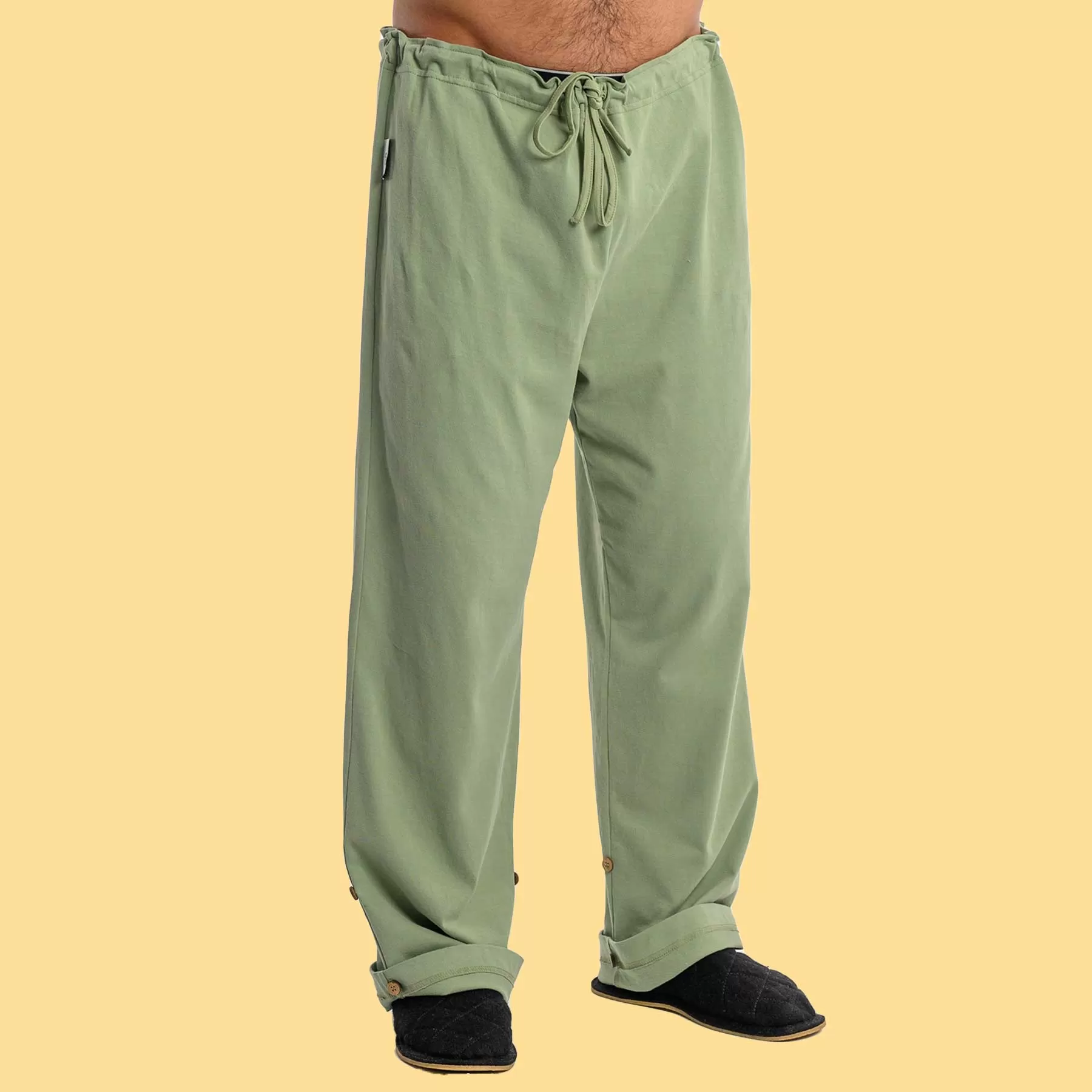 INTERLAKEN Elastic-free 100% Organic Prima Cotton Jammy Lounge Pants (Unisex) (Plastic-Free Coconut Buttons) (100% Biodegradable OC Thread Option)