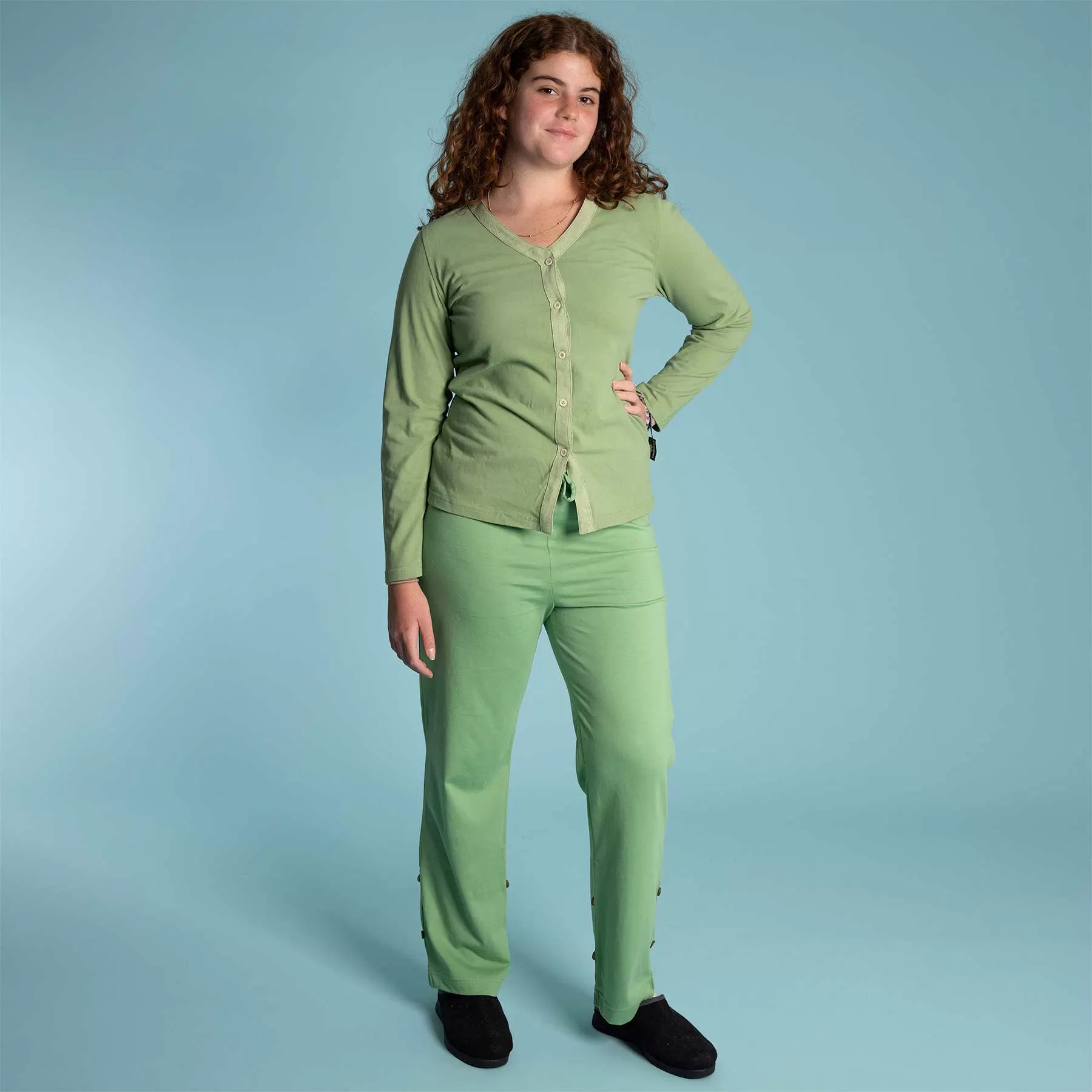 INTERLAKEN Elastic-free 100% Organic Prima Cotton Jammy Lounge Pants (Unisex) (Plastic-Free Coconut Buttons) (100% Biodegradable OC Thread Option)