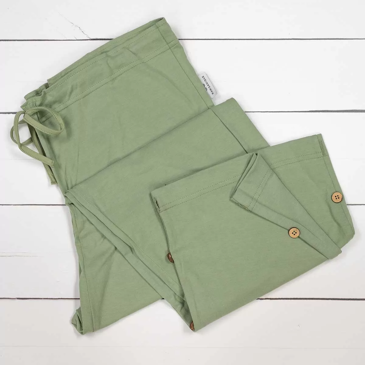 INTERLAKEN Elastic-free 100% Organic Prima Cotton Jammy Lounge Pants (Unisex) (Plastic-Free Coconut Buttons) (100% Biodegradable OC Thread Option)