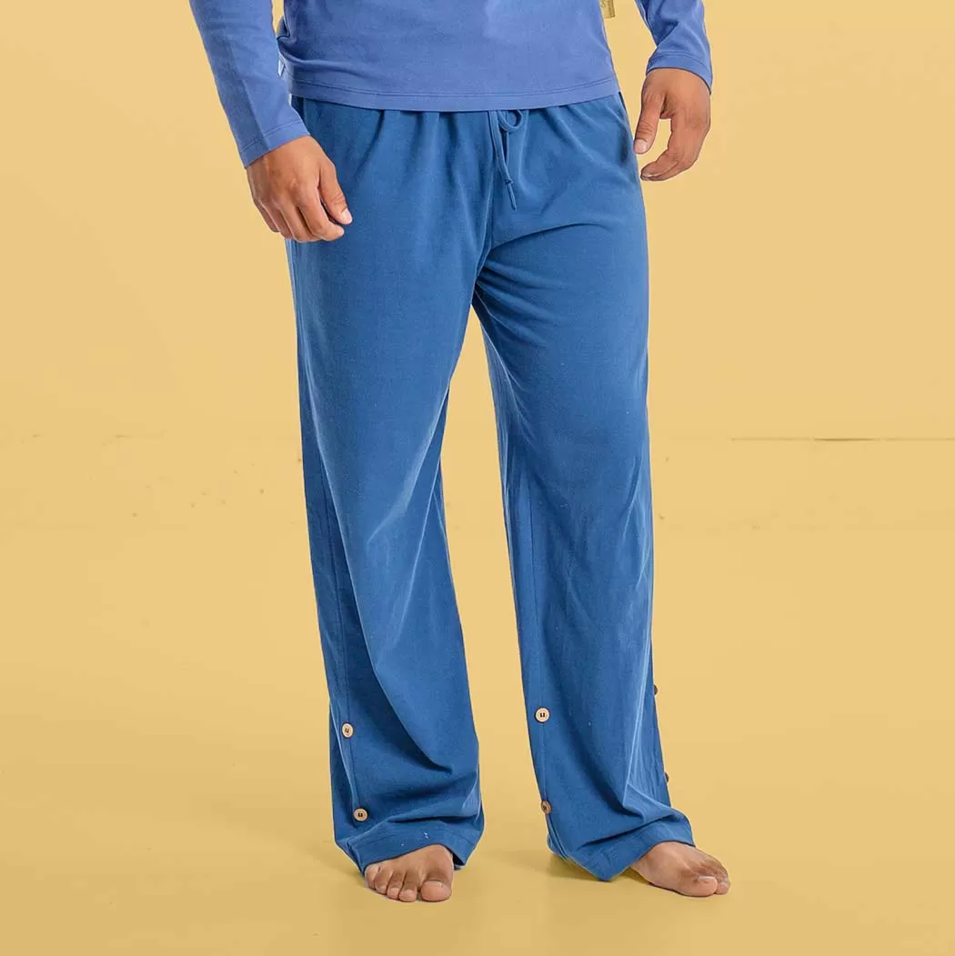 INTERLAKEN Elastic-free 100% Organic Prima Cotton Jammy Lounge Pants (Unisex) (Plastic-Free Coconut Buttons) (100% Biodegradable OC Thread Option)