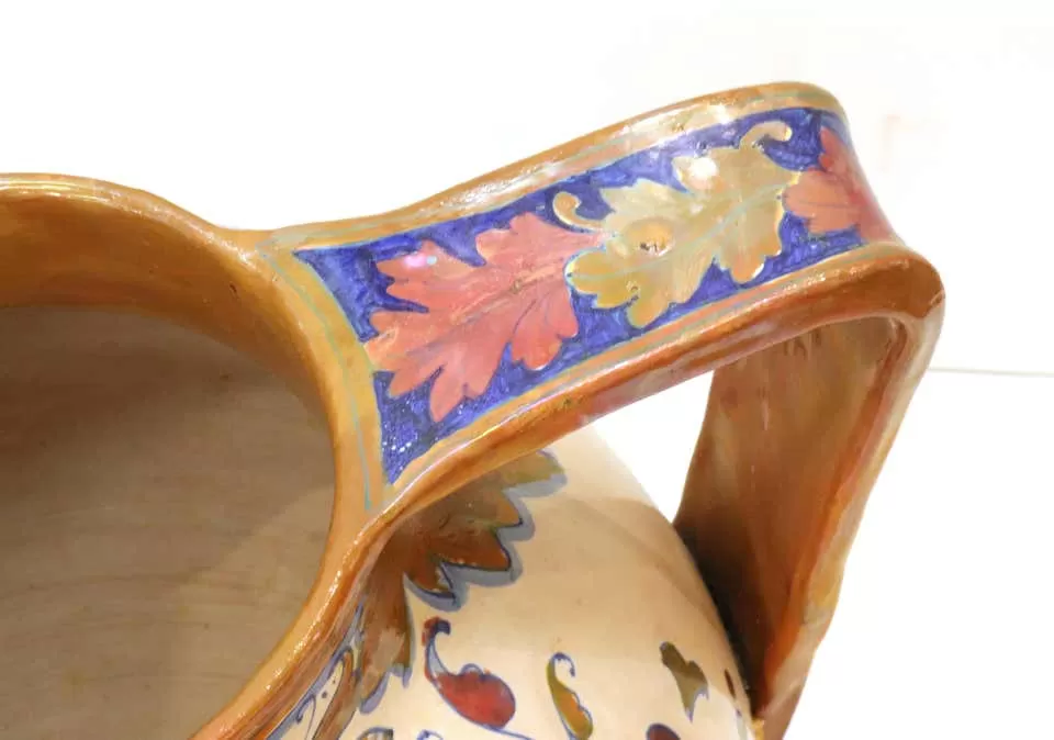 Italian Renaissance Revival Painted Ceramic Lusterware Pitcher