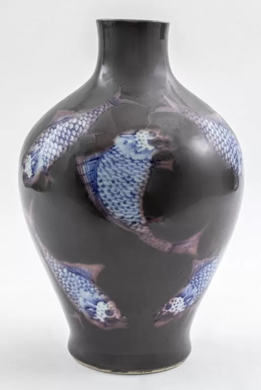 Japanese Koi Fish Ceramic Vase