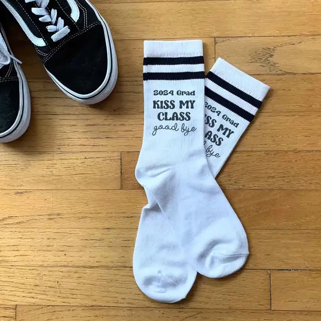 Kiss My Class Goodbye  2024 Graduation Socks