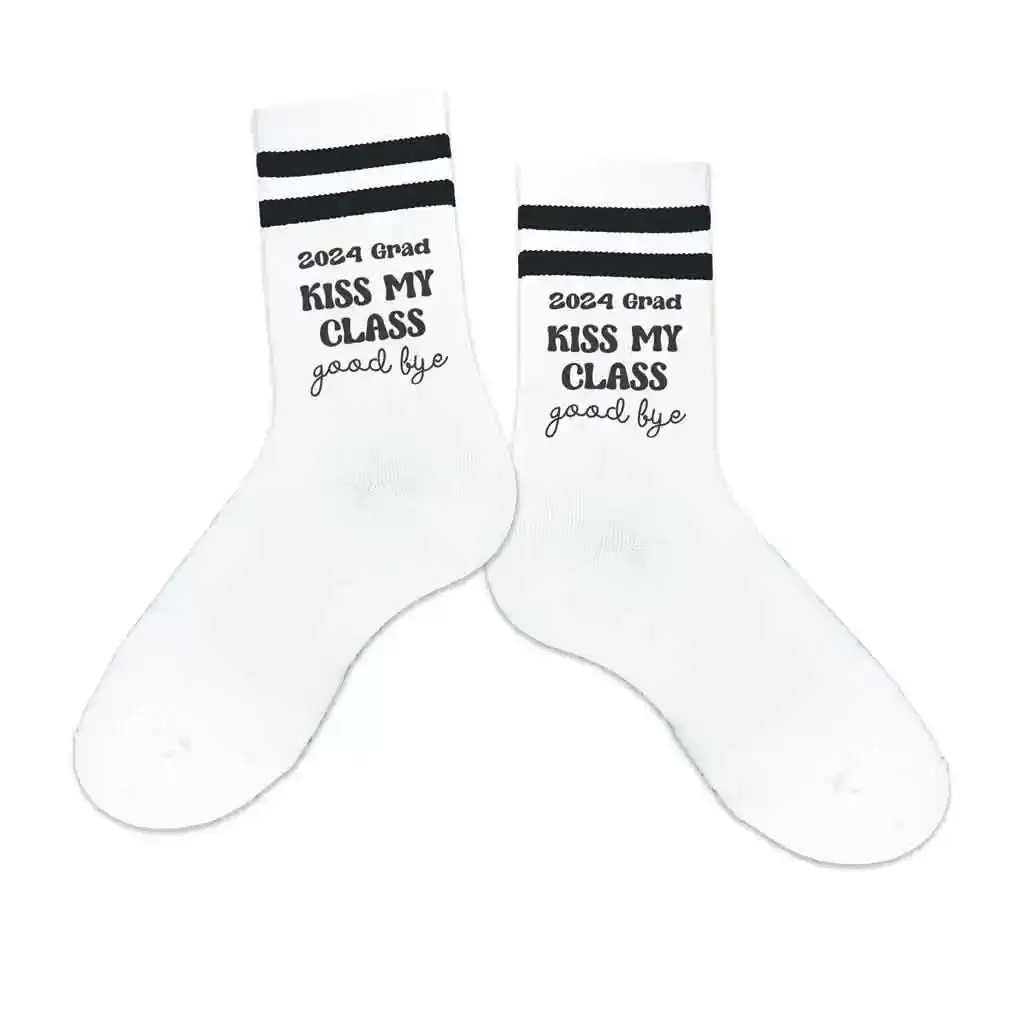 Kiss My Class Goodbye  2024 Graduation Socks