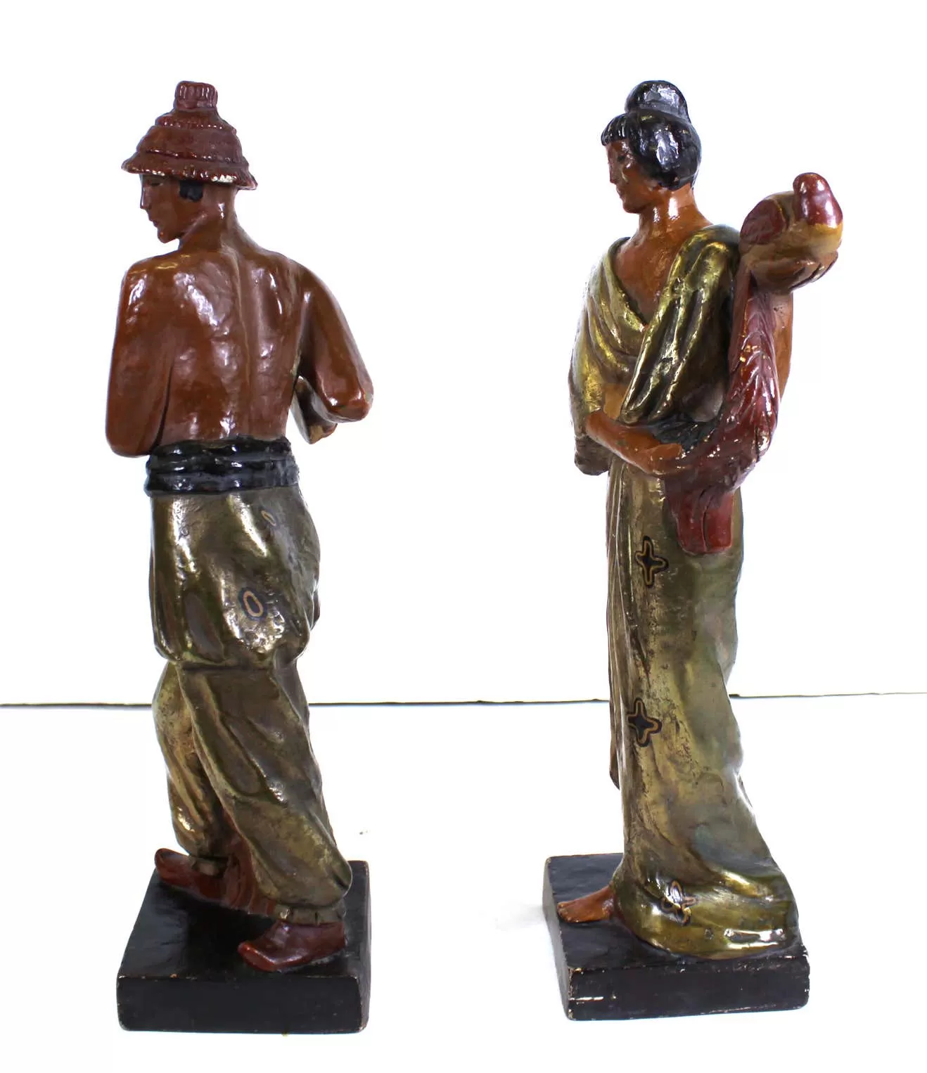 Kupur Art Deco Japonesque Copper-Clad Terracotta Sculptures