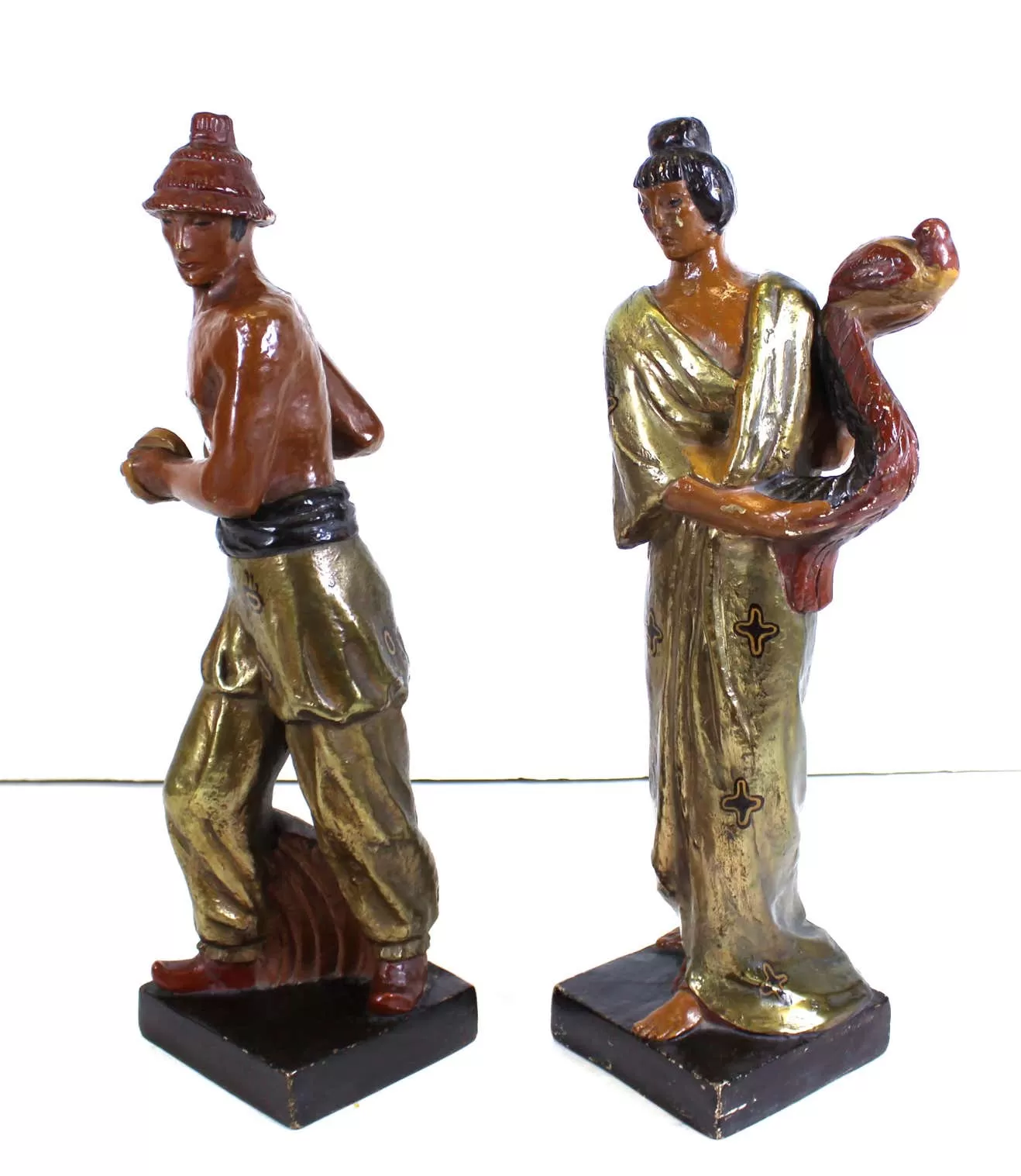 Kupur Art Deco Japonesque Copper-Clad Terracotta Sculptures